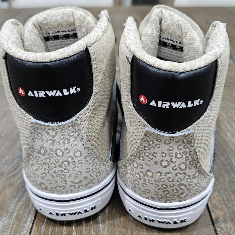 Airwalk Varial Beige Black Animal Print Denim High Top Shoes WOMENS SZ 8